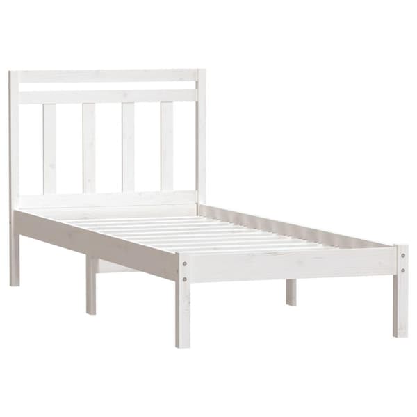 vidaXL Sängram massivt trä 75x190 cm vit Vit