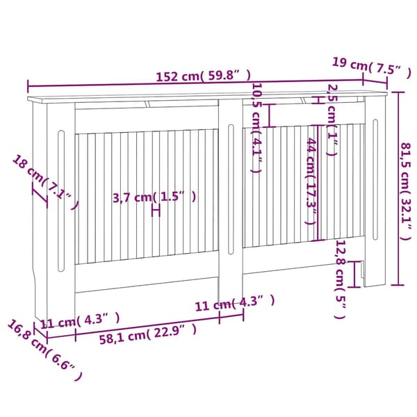 vidaXL Elementskydd svart 152x19x81,5 cm MDF Svart