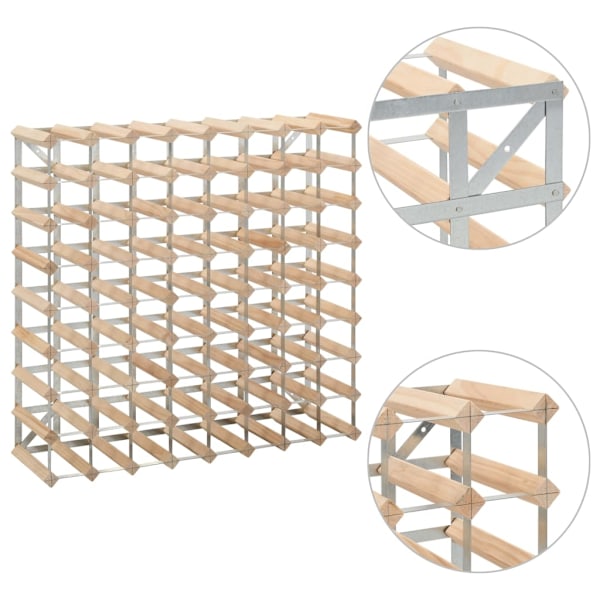 vidaXL Vinställ för 72 flaskor massiv furu Beige