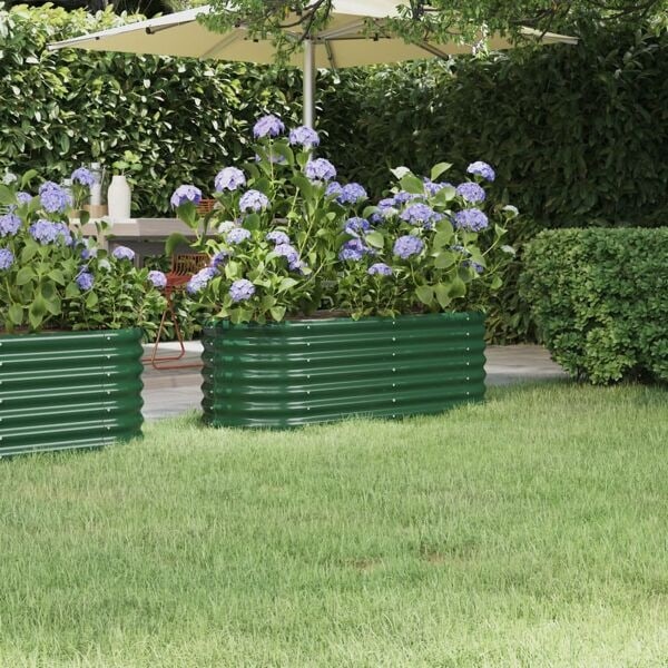 vidaXL Odlingslåda pulverlackerat stål 114x40x36 cm grön Grön