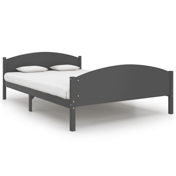 vidaXL Sängram mörkgrå massiv furu 160x200 cm grå