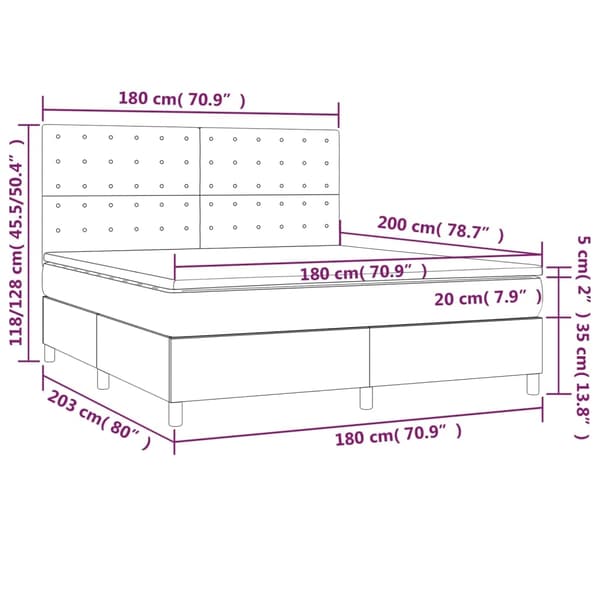 vidaXL Ramsäng med madrass gräddvit 180x200 cm tyg Kräm