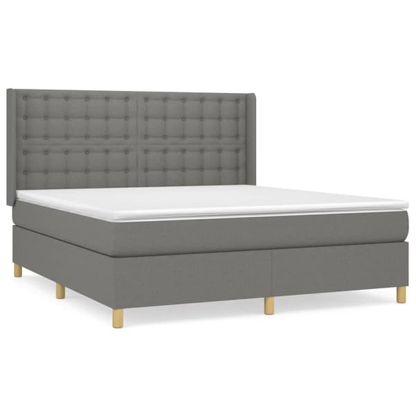 vidaXL Ramsäng med madrass mörkgrå 180x200 cm tyg Grå