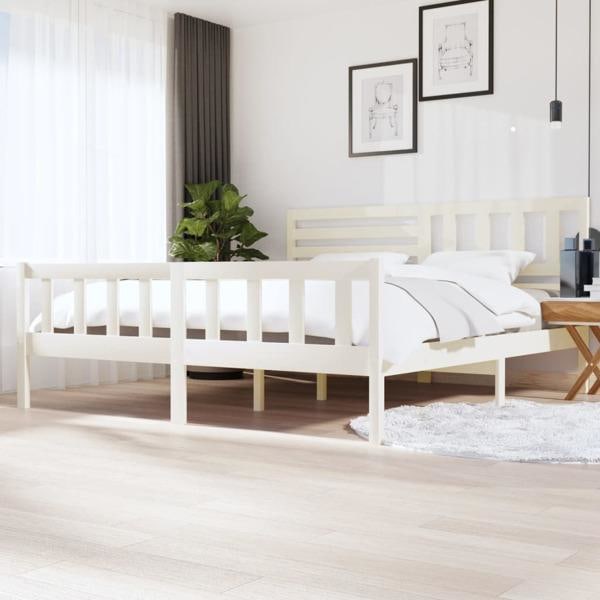 vidaXL Sängram vit massivt trä 200x200 cm Vit