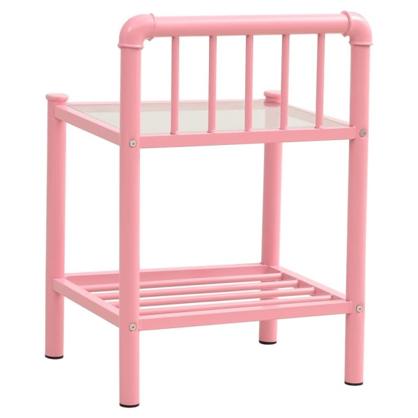 vidaXL Sängbord 2 st rosa och transparent metall och glas Rosa