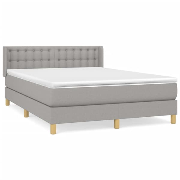 vidaXL Ramsäng med madrass ljusgrå 140x200 cm tyg Grå