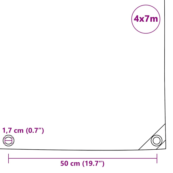 vidaXL Presenning 650 g/m² 4x7 m grå grå