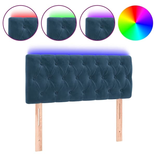 vidaXL Sänggavel LED mörkblå 90x7x78/88 cm sammet Blå