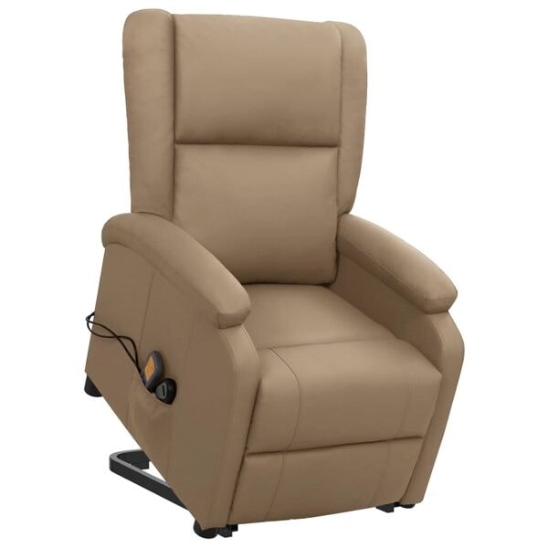 vidaXL Massagefåtölj med uppresningshjälp cappuccino konstläder Brun