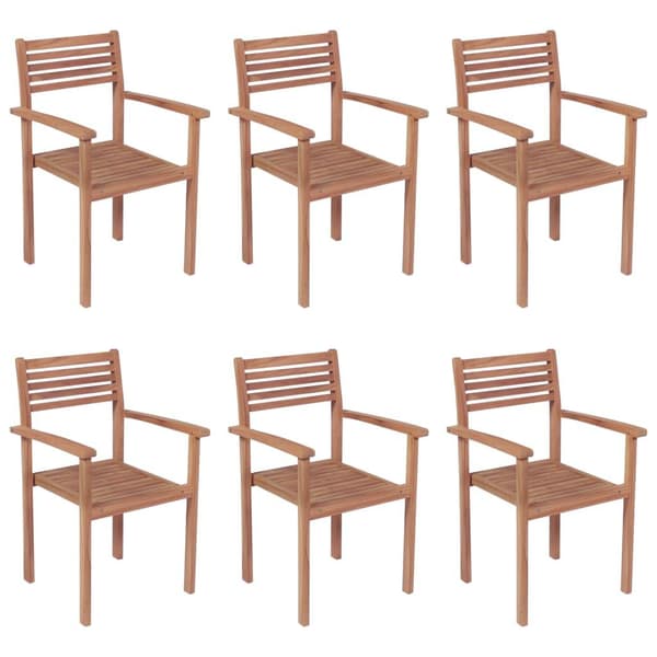 vidaXL Stapelbara trädgårdsstolar med dynor 6 st massiv teak Grön