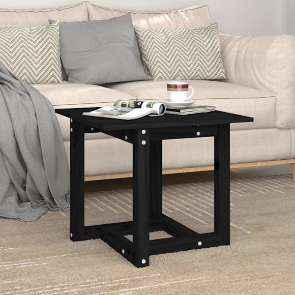 vidaXL Soffbord svart 50x50x45 cm massivt furu Svart