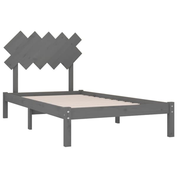 vidaXL Sängram grå 100x200 cm massivt trä Grå