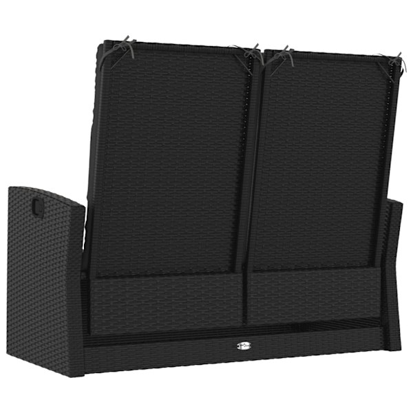 vidaXL Trädgårdssoffa med dynor svart 118 cm konstrotting Svart