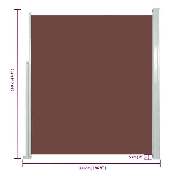vidaXL Infällbar sidomarkis 160 x 500 cm brun Brun