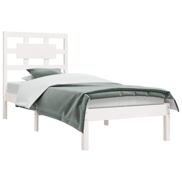 vidaXL Sängram vit massiv furu 90x200 cm Vit