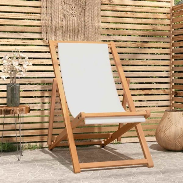 vidaXL Strandstol teakträ 56x105x96 cm gräddvit Creme