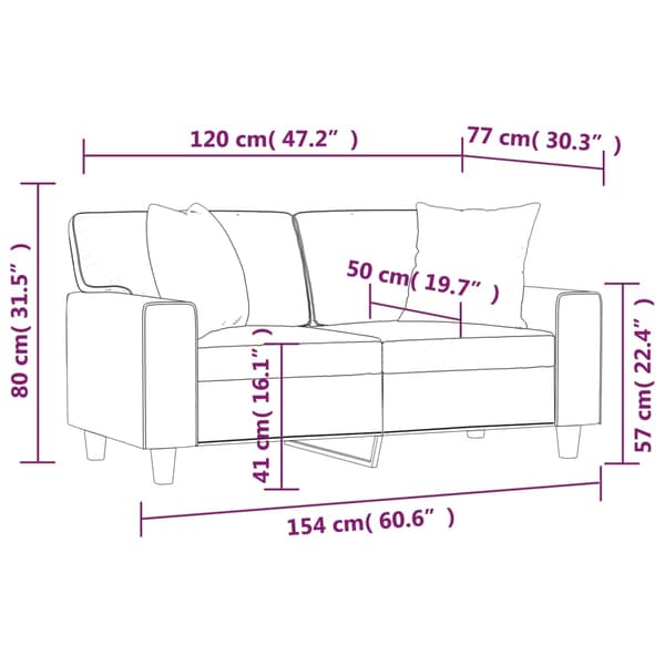 vidaXL 2-sits soffa med prydnadskuddar grå 120 cm konstläder Grå