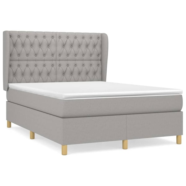 vidaXL Ramsäng med madrass ljusgrå 140x190 cm tyg Grå