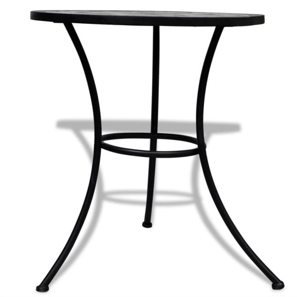vidaXL Cafébord i mosaik 60 cm med 2 stolar svart/vit Svart