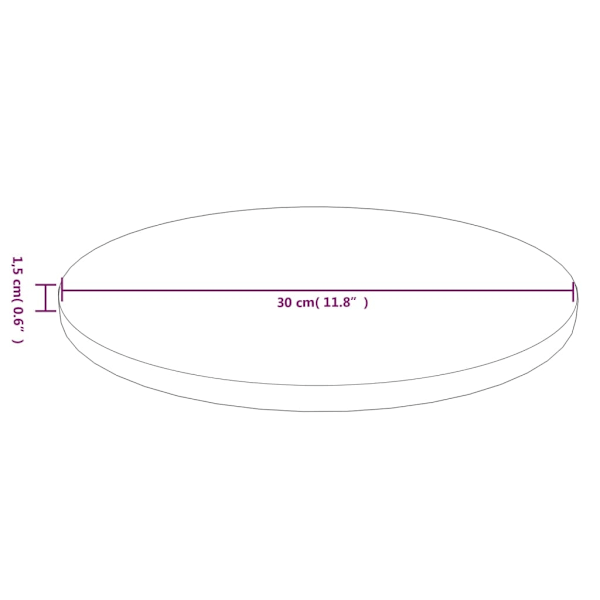 vidaXL Rund bordsskiva mörkbrun Ø30x1,5 cm behandlad massiv ek Brun