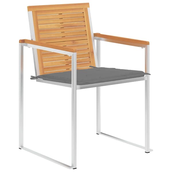 vidaXL Trädgårdsstolar med dynor 8 st massiv teak grå