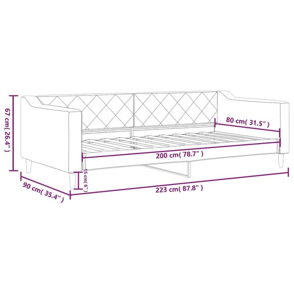 vidaXL Dagbädd ljusgrå 80x200 cm tyg Grå
