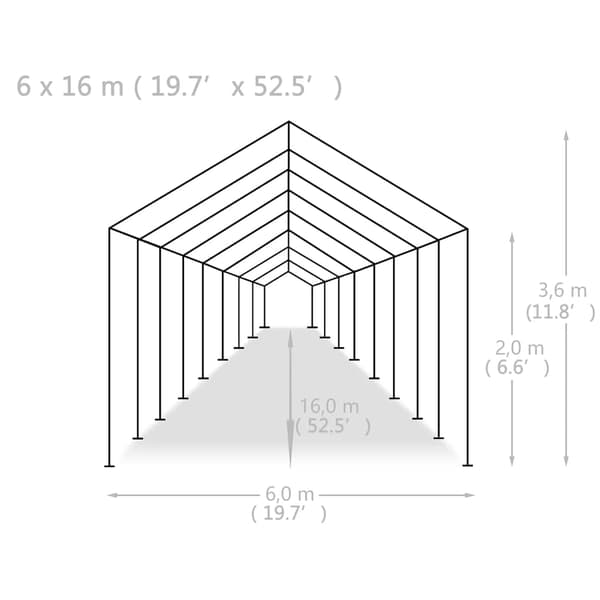 vidaXL Partytält PE 6x16 m vit Vit