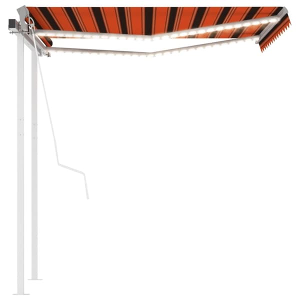 vidaXL Automatisk markis med vindsensor & LED 3,5x2,5 m orange/brun Orange