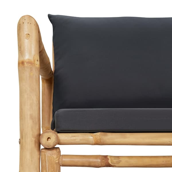 vidaXL Loungegrupp för trädgården med dynor 4 delar bambu grå
