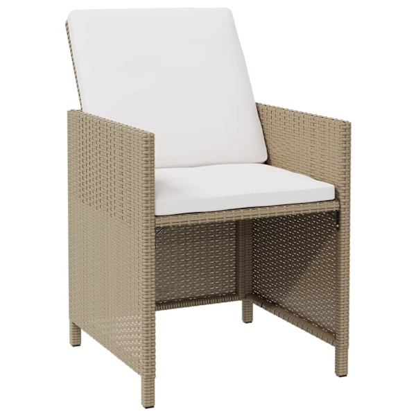 vidaXL Matgrupp för trädgården med dynor 5 delar konstrotting beige Beige