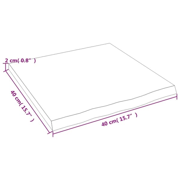 vidaXL Hyllplan 40x40x2 cm obehandlad massiv ek Brun