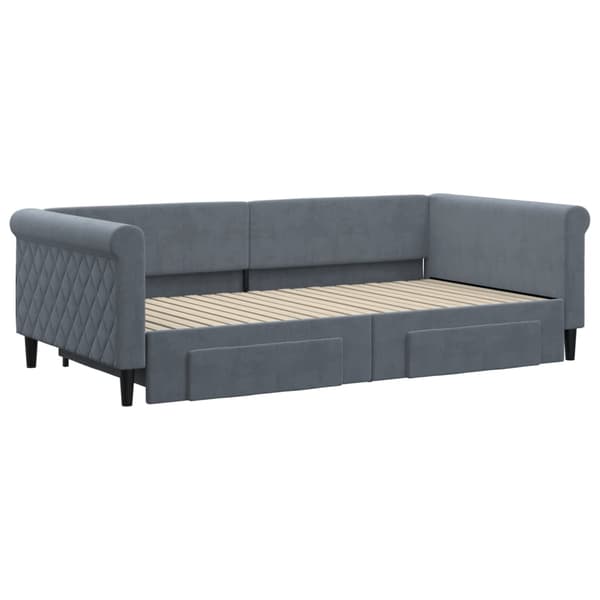 vidaXL Dagbädd utdragbar med lådor mörkgrå 100x200 cm sammet Grå