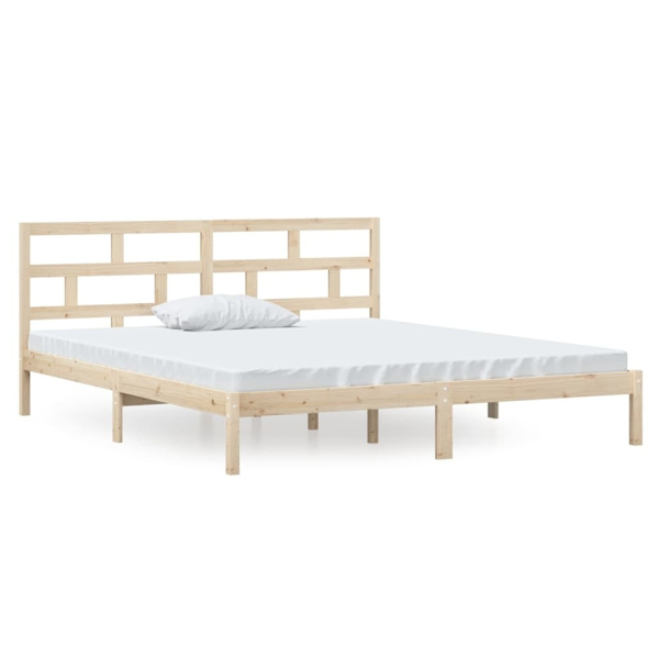 vidaXL Sängram massiv furu 135x190 cm Brun