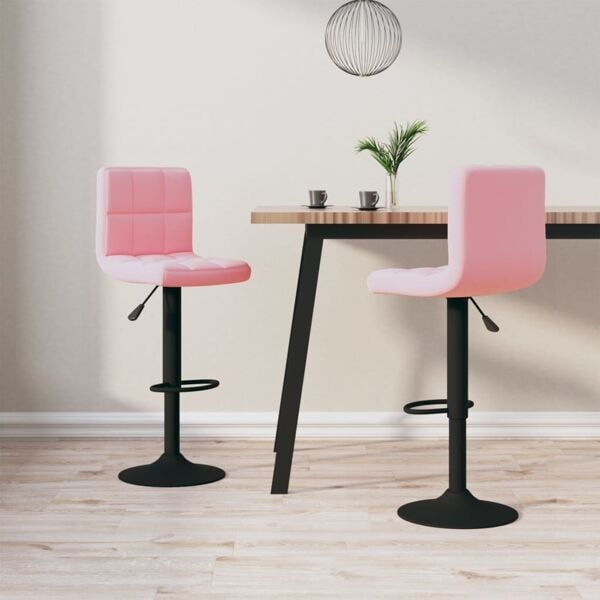 vidaXL Barstolar 2 st rosa sammet Rosa
