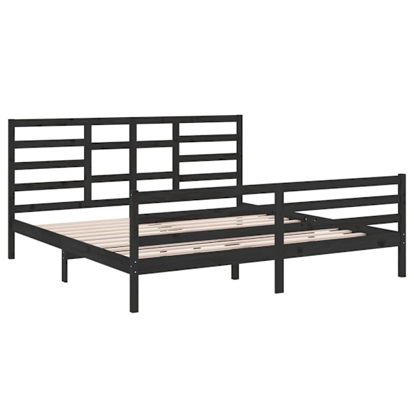 vidaXL Sängram svart massivt trä 200x200 cm Svart