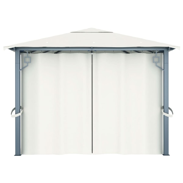 vidaXL Paviljong med draperier 400 x 300 cm gräddvit aluminium Creme