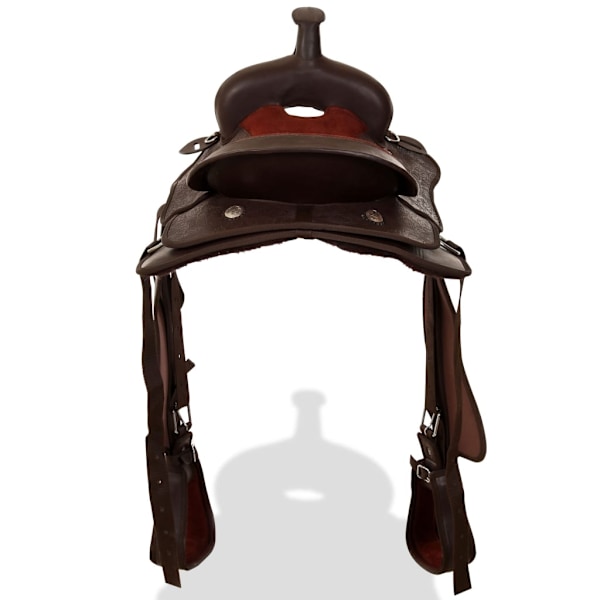 vidaXL Westernsadel träns&halsband äkta läder 17" brun Brun