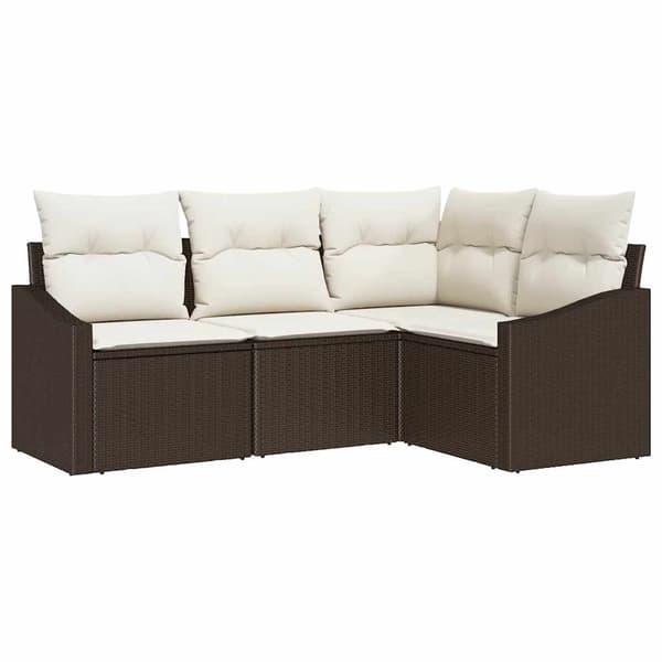 vidaXL Soffset med kudde 4 pcs Brun konstrotting Brun