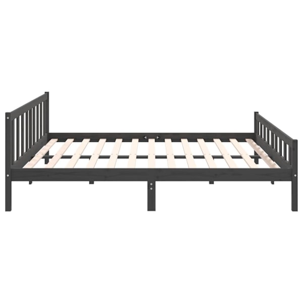 vidaXL Sängram grå massiv furu 200x200 cm Grå