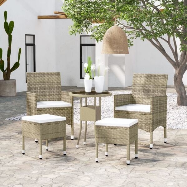 vidaXL Loungegrupp för trädgården 5 delar konstrotting beige Beige