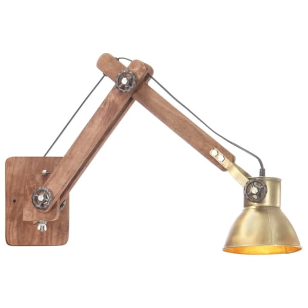 vidaXL Vägglampa industriell stil mässing rund E27 Brun