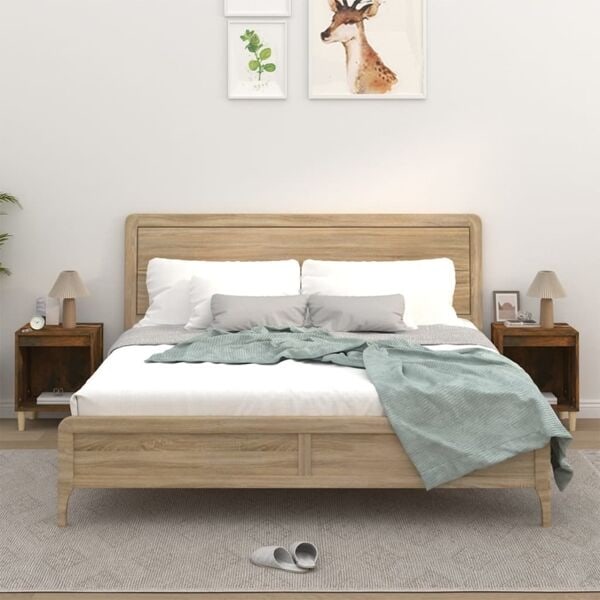 vidaXL Sängbord 2 st Rökfärgad ek 40x35x50 cm Brun