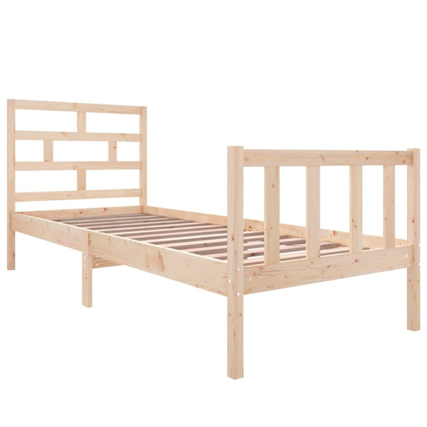 vidaXL Sängram massivt trä 75x190 cm Brun