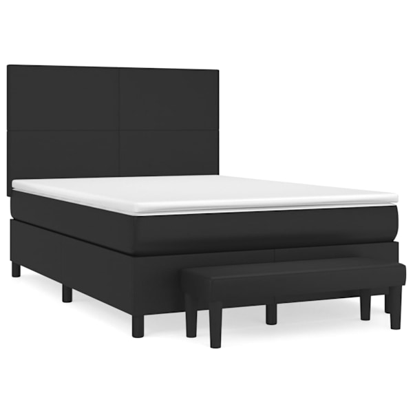 vidaXL Ramsäng med madrass svart 140x190 cm konstläder Svart