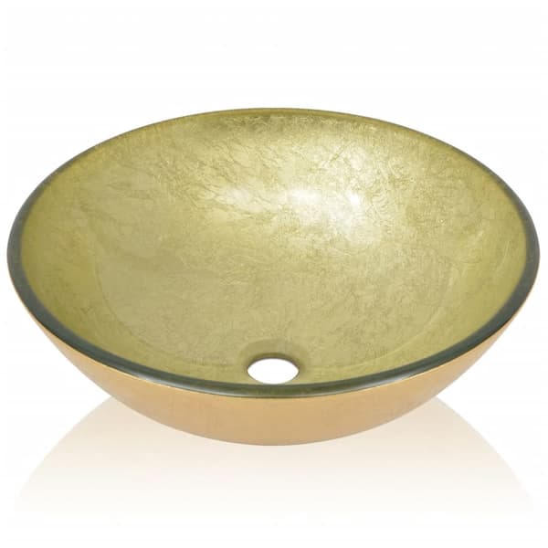 vidaXL Handfat i härdat glas 42 cm guld Guld
