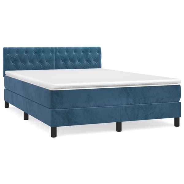 vidaXL Ramsäng med madrass mörkblå 140x190 cm sammet Blå