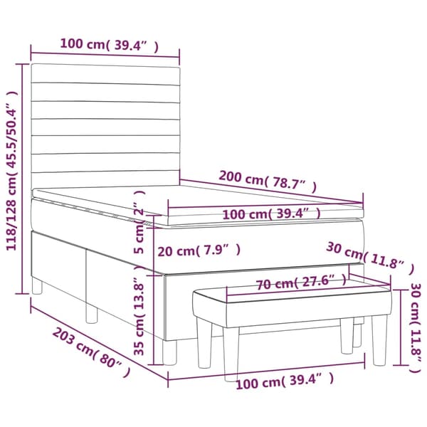 vidaXL Ramsäng med madrass mörkblå 100x200 cm sammet Blå