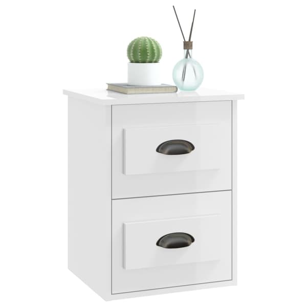 vidaXL Väggmonterade sängbord 2 st vit högglans 41,5x36x53cm Vit