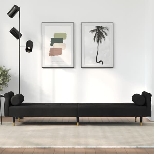 vidaXL Bäddsoffa med dynor svart sammet art