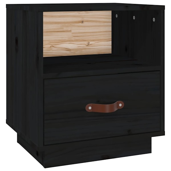 vidaXL Sängbord svart 40x34x45 cm massiv furu Svart